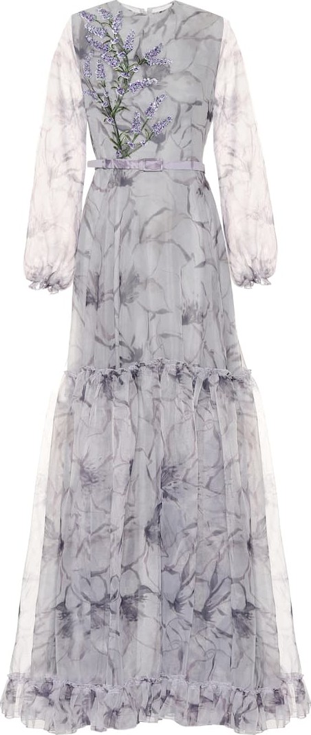 Costarellos Embroidered organza gown