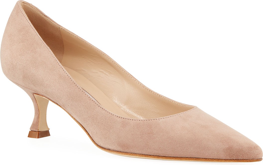 Manolo Blahnik Srila Suede Low-Heel Pump
