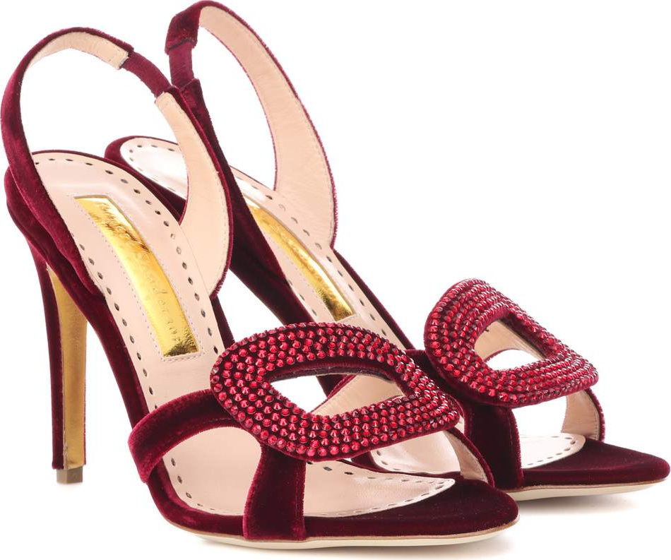 Rupert Sanderson Aurora embellished velvet sandals