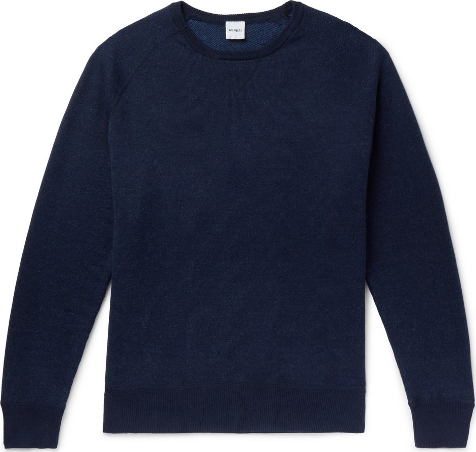 Aspesi Slim-Fit Loopback Cotton, Cashmere and Wool-Blend Sweater