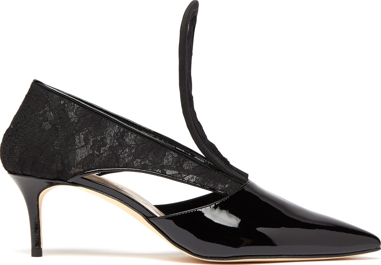 Christopher Kane Cut-out lace-insert patent-leather pumps