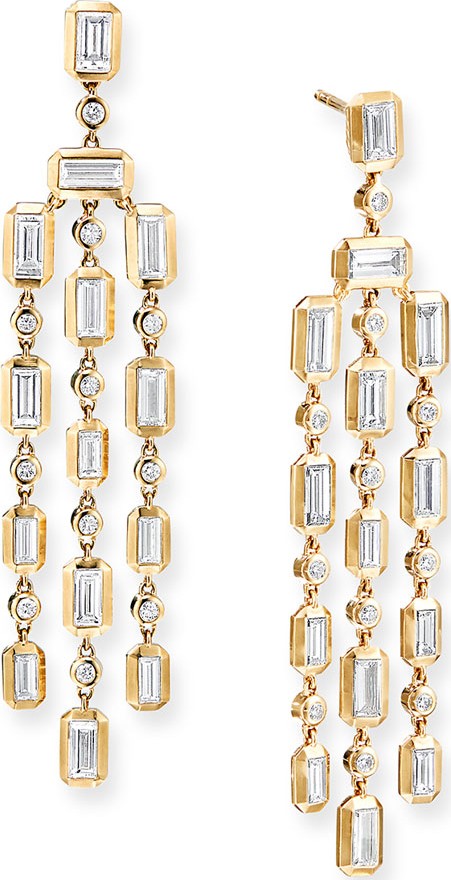 David Yurman Novella Chandelier 18k Gold Diamond Earrings