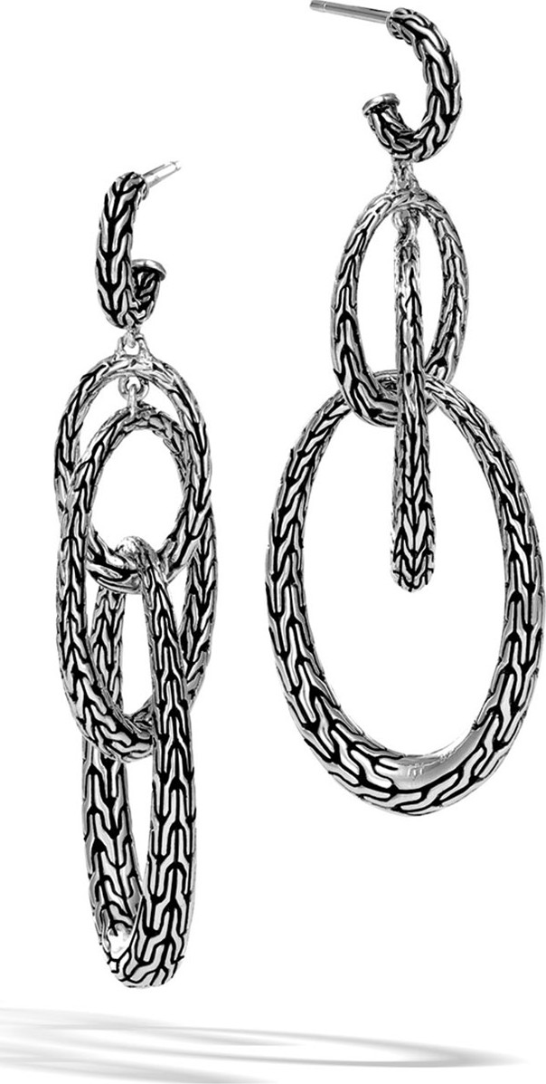 John Hardy Classic Chain Silver Drop Oval Earrings