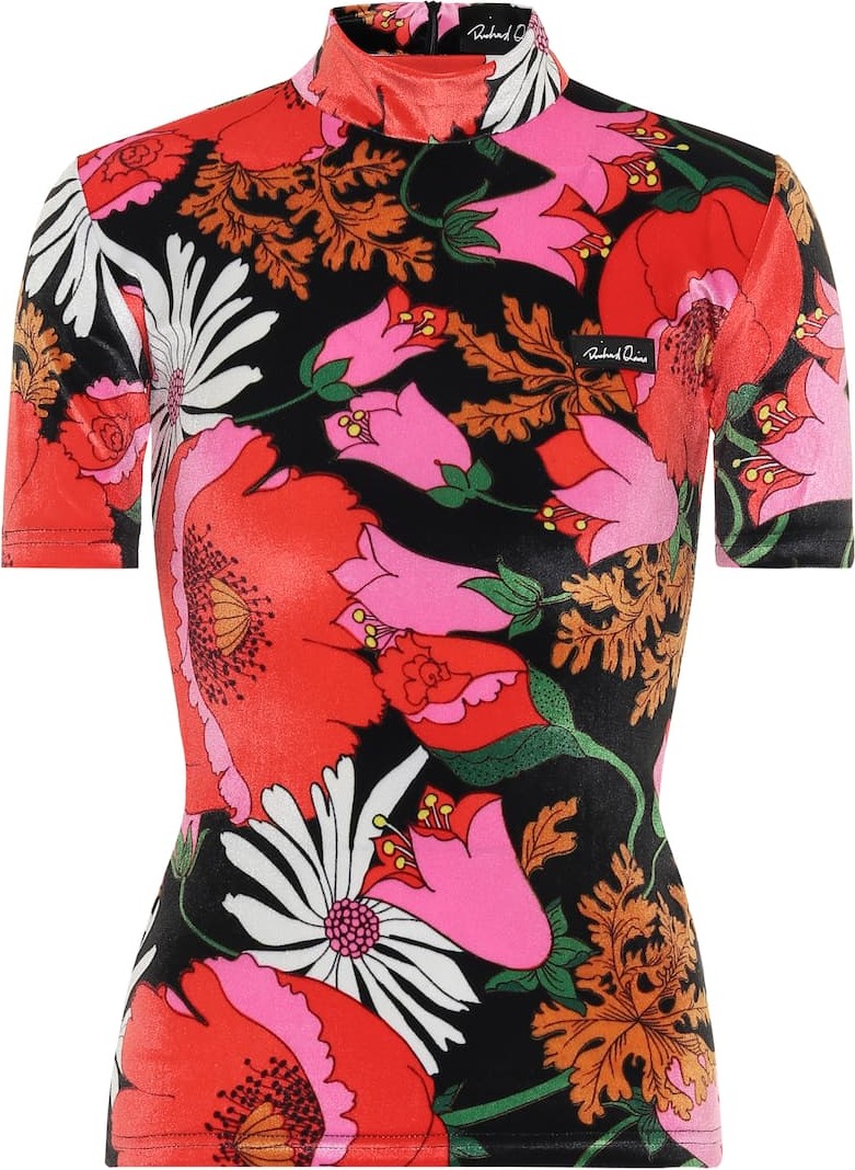 Richard Quinn Floral velour top