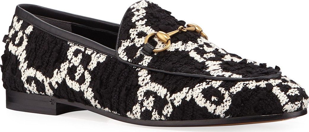 Gucci New Jordaan GG Tweed Horsebit Loafers
