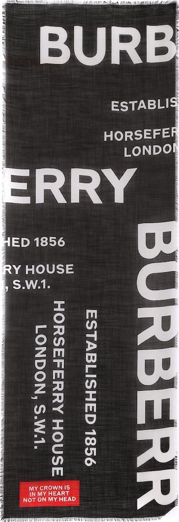 Burberry London England Printed wool and silk scarf