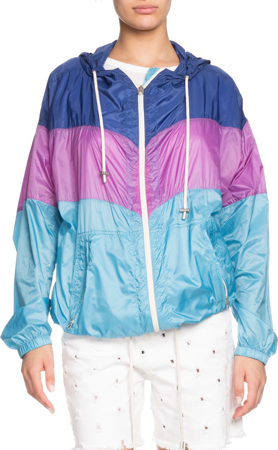 Isabel Marant Etoile Kyriel Hooded Colorblock Zip-Front Jacket