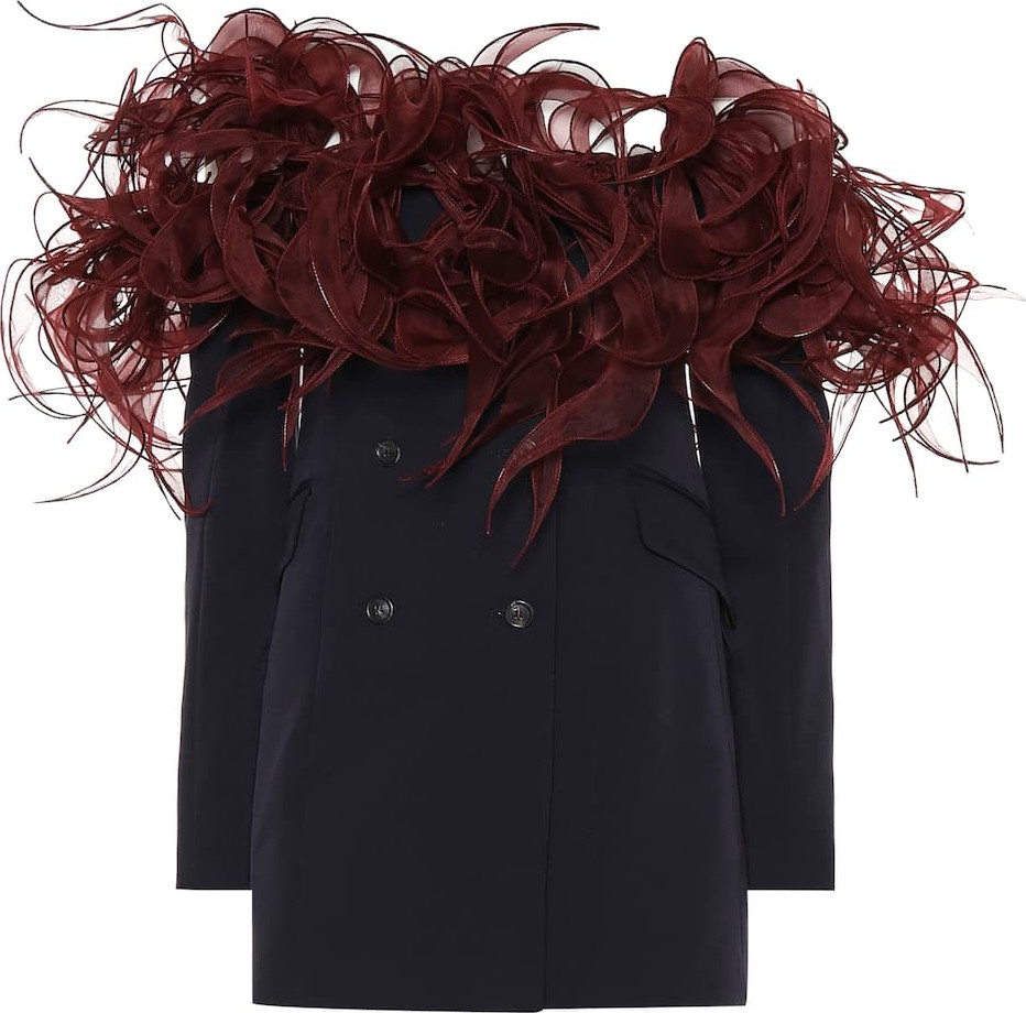 Y/Project Off-the-shoulder stretch wool blazer