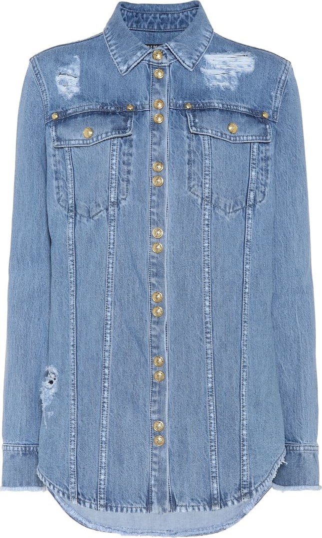 Balmain Embellished denim shirt