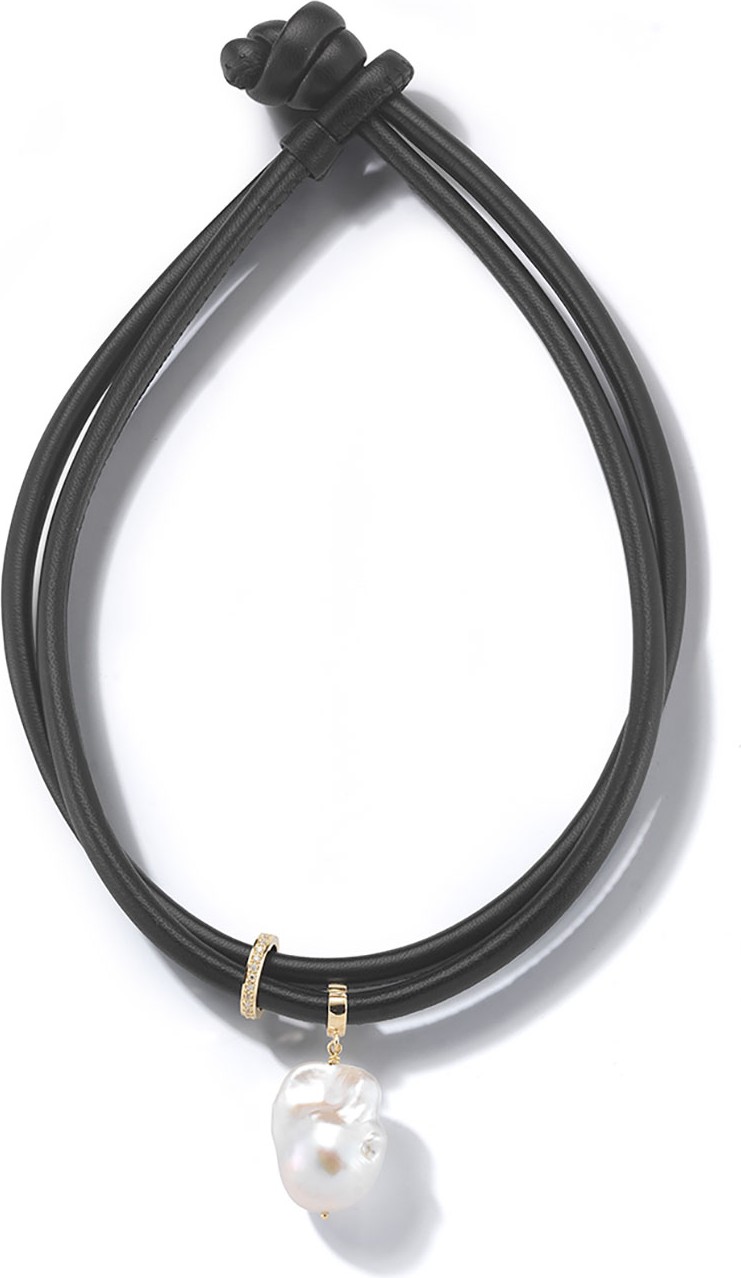 Mizuki Leather Wrap Bracelet with Pearl Slider