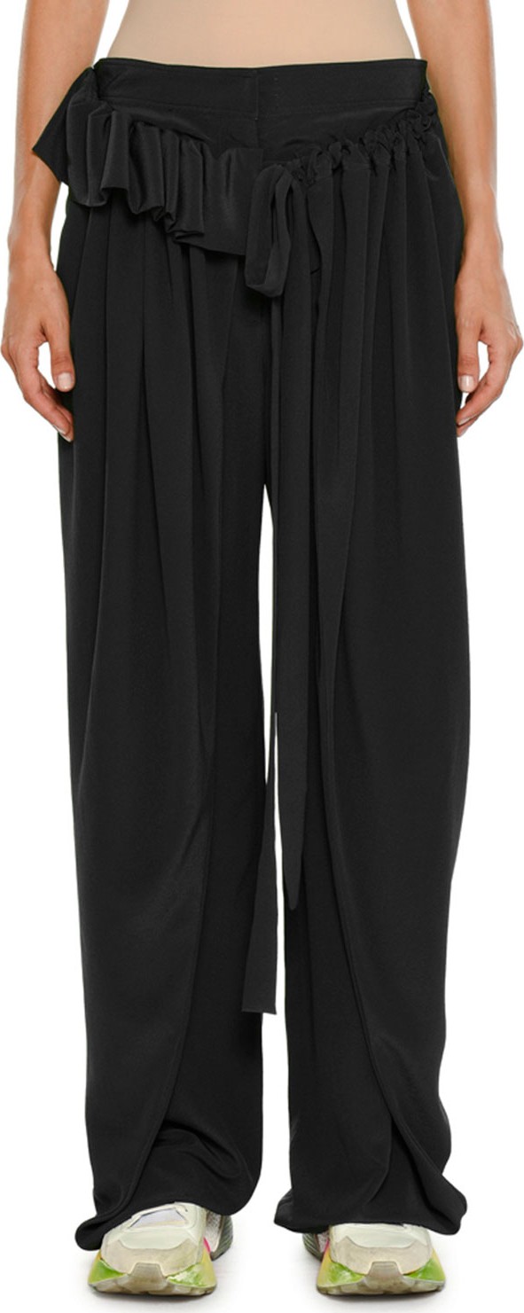 Stella McCartney Apron-Front Wide-Leg Silk Crepe De Chine Pants
