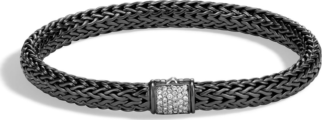 John Hardy Classic Chain Black Silver Diamond Pavé Bracelet