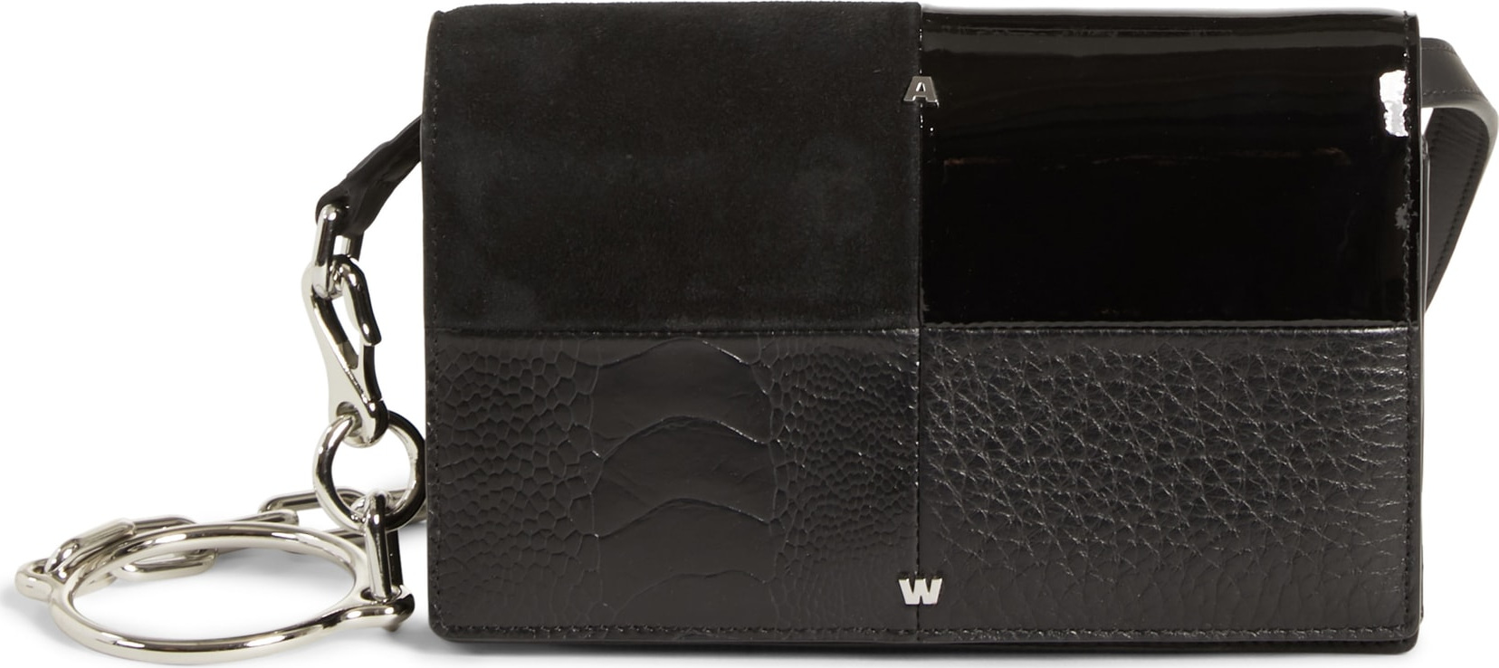 Alexander Wang Biker Patchwork Leather Wallet on a Chain