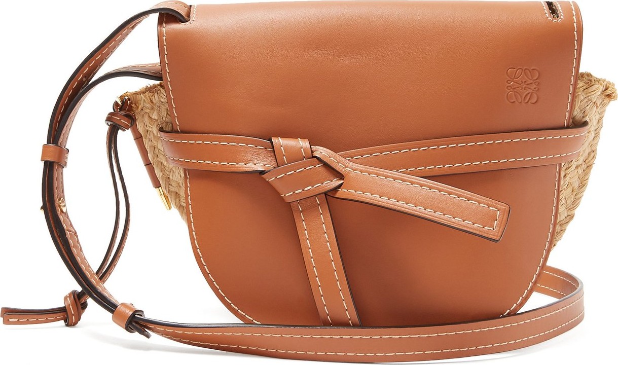 LOEWE Gate leather and raffia cross-body bag
