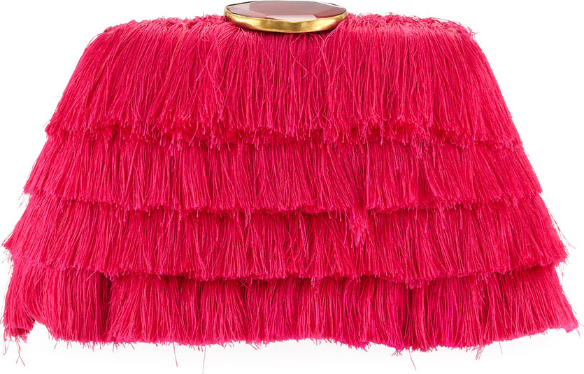 Rafe Amanda Fringe Clutch Bag with Agate Clasp