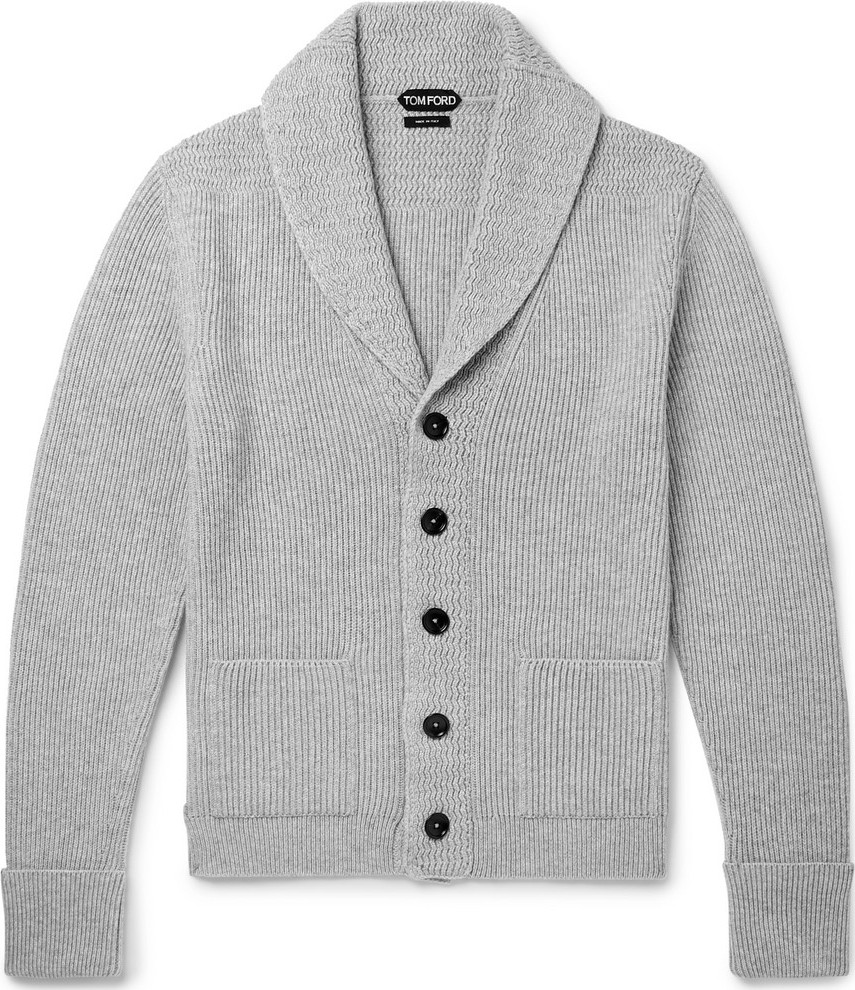 TOM FORD Steve McQueen Shawl-Collar Ribbed Cashmere Cardigan