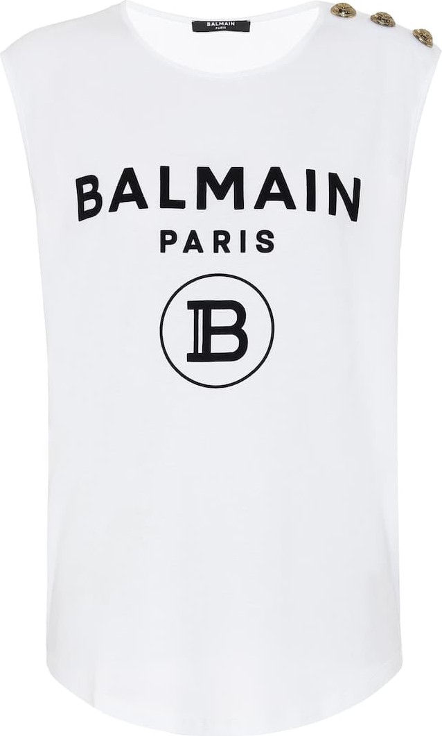 Balmain Logo cotton tank top