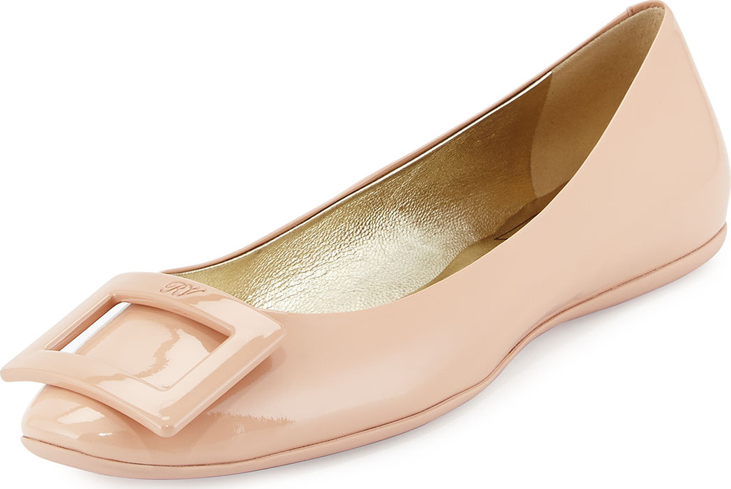 Roger Vivier Gommette Patent Ballerine Flat, Nude