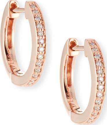 Sydney Evan 14k Rose Gold Diamond Small Huggie Hoop Earrings