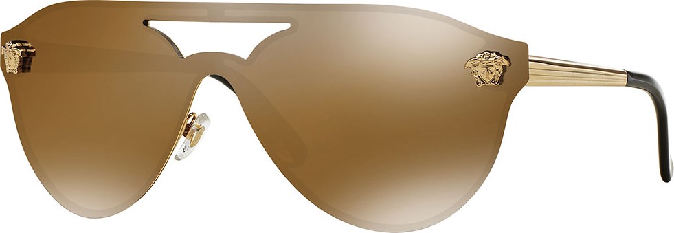 Versace Mirrored Shield Brow-Bar Sunglasses