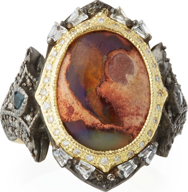 Armenta Old World Mexican Fire Opal & Mixed Stone Ring