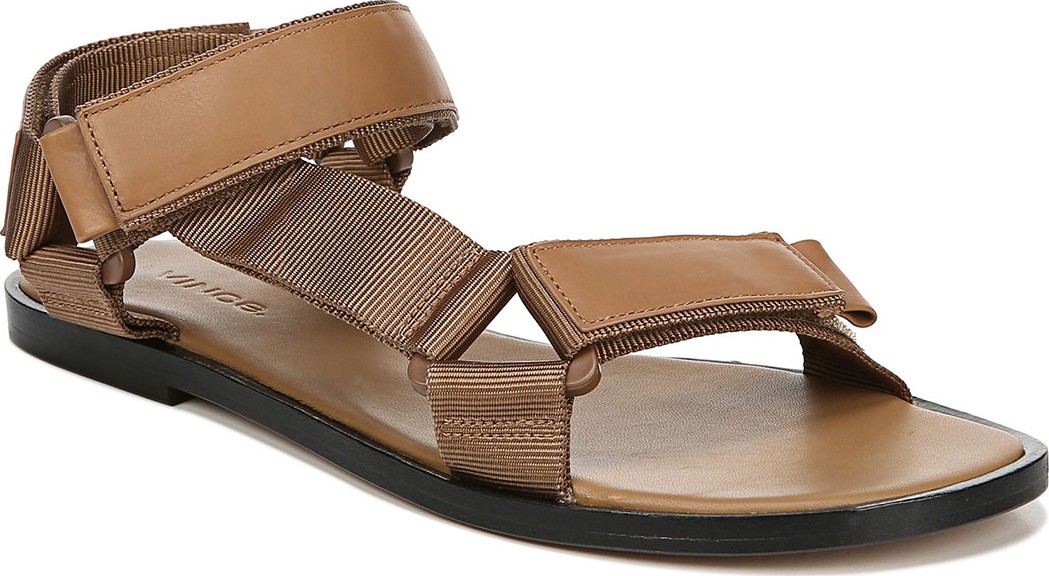 Vince Parks Flat Leather Grip-Strap Sandals