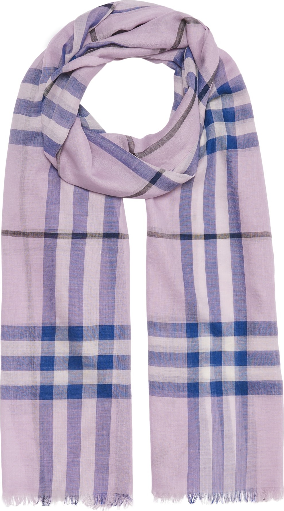 Burberry London England Giant Check Gauze Wool & Silk Scarf