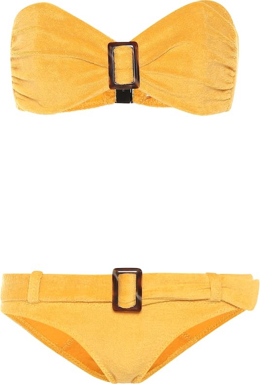 Lisa Marie Fernandez Buckle bandeau terrycloth bikini