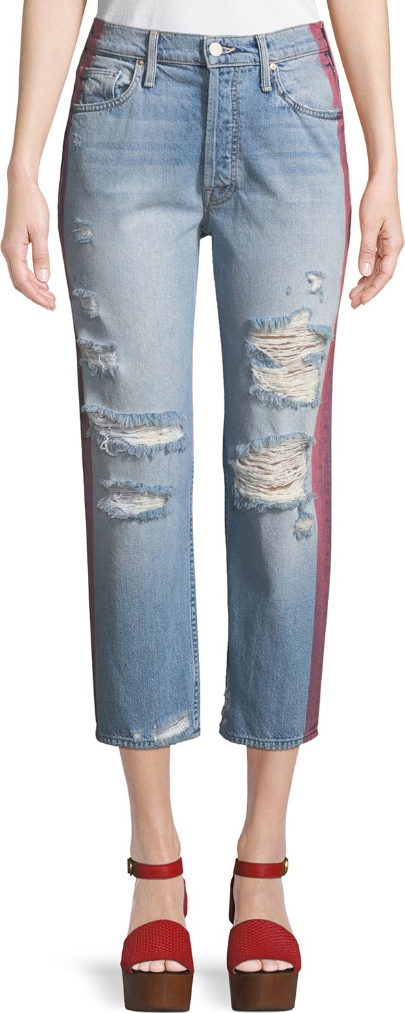 MOTHER Thrasher Wide-Leg Jeans with Side Stripe