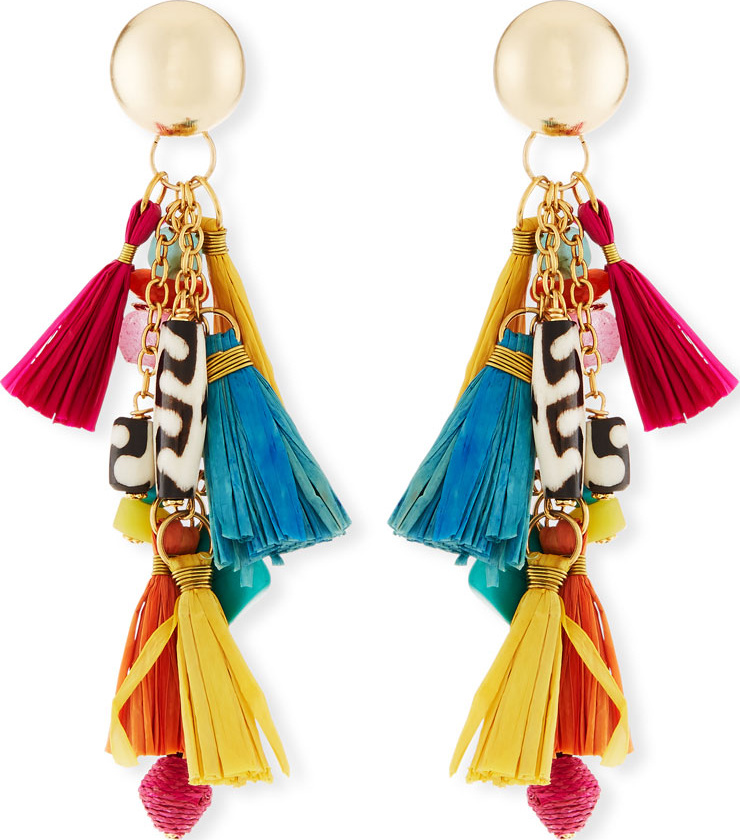 Akola Tassel Statement Earrings, 3"L