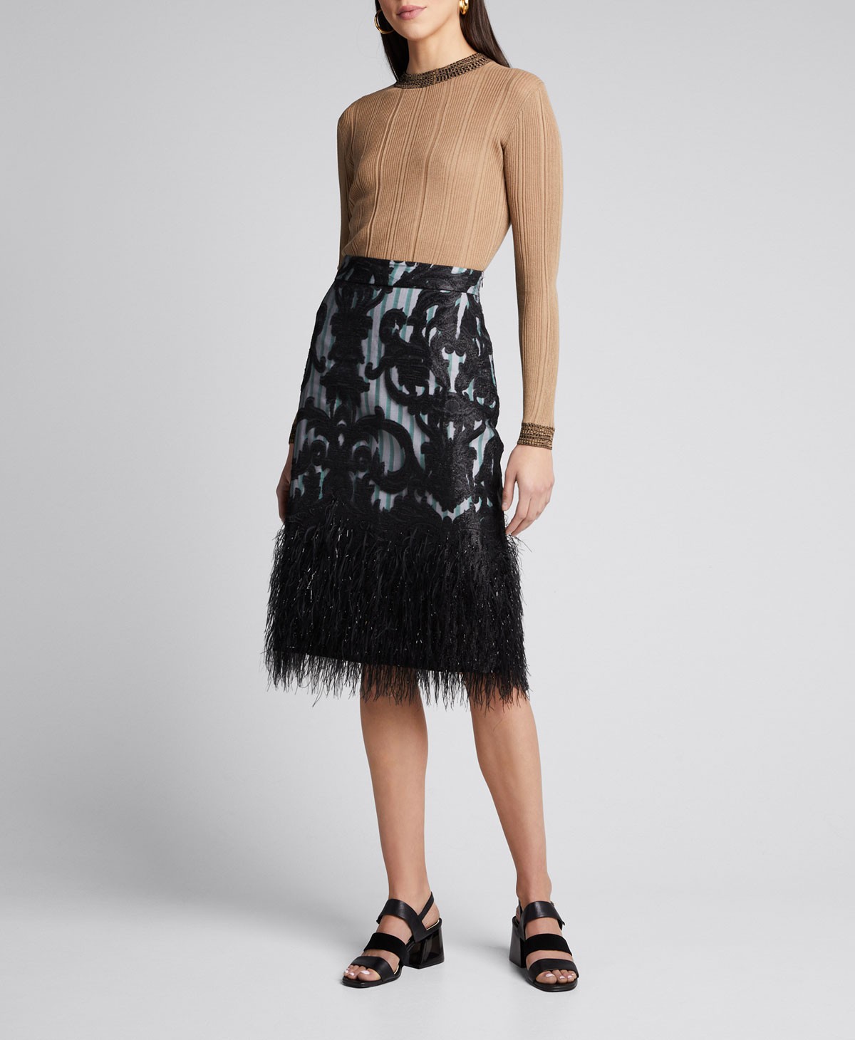 Ganni Ribbed Crewneck Pullover Sweater