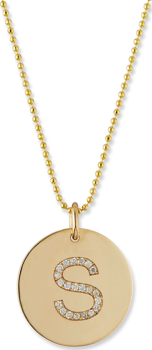 Zoe Chicco Pave Diamond Initial Disc Pendant Necklace