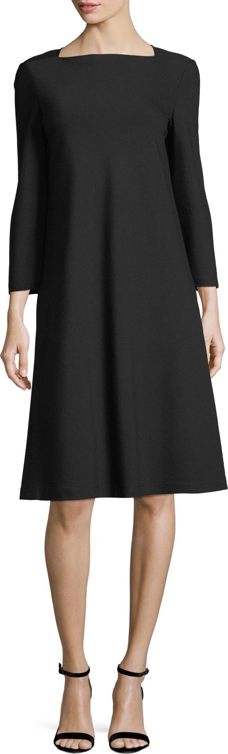 Lafayette 148 New York Square-Neck Punto Milano Flared Dress