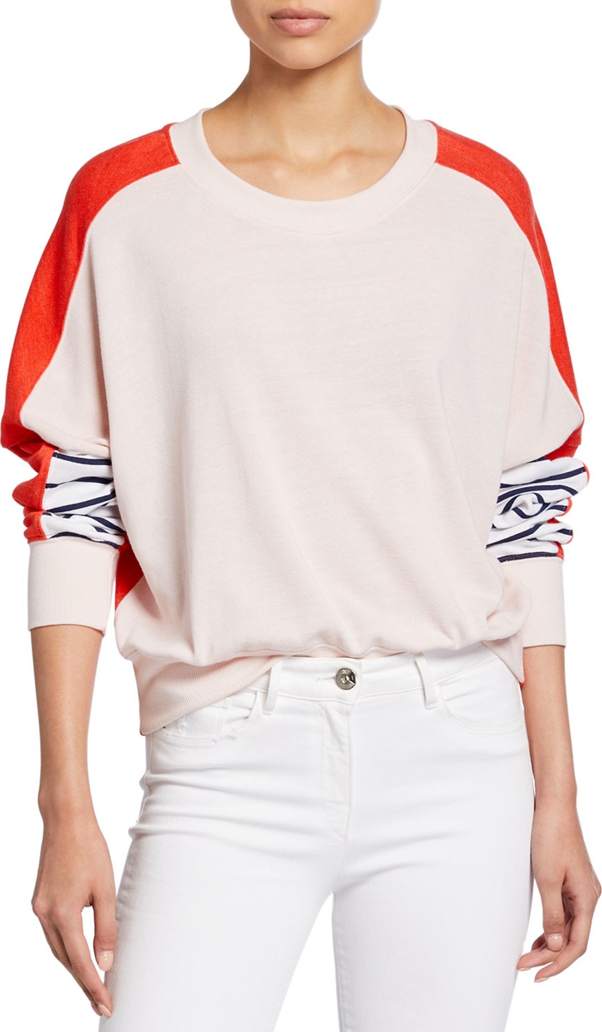 SUNDRY Colorblock Striped Crewneck Sweatshirt