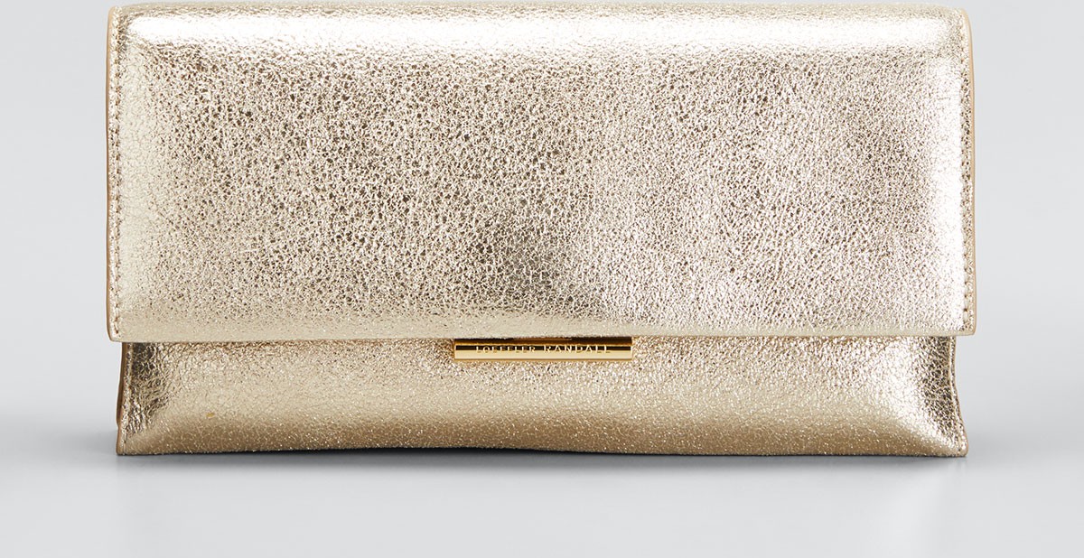 Loeffler Randall Tab Metallic Leather Clutch Bag