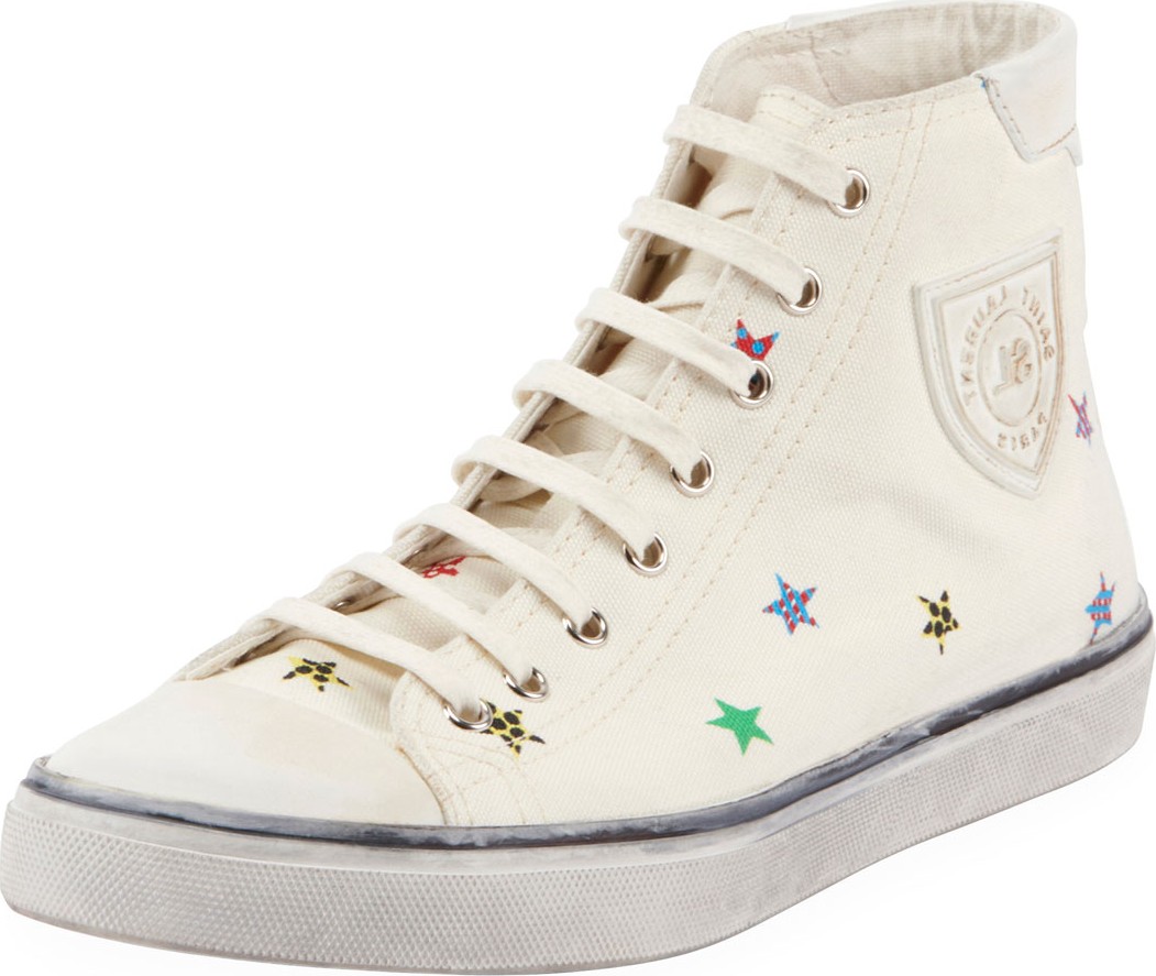 Saint Laurent Bedford High-Top Embellished Sneakers