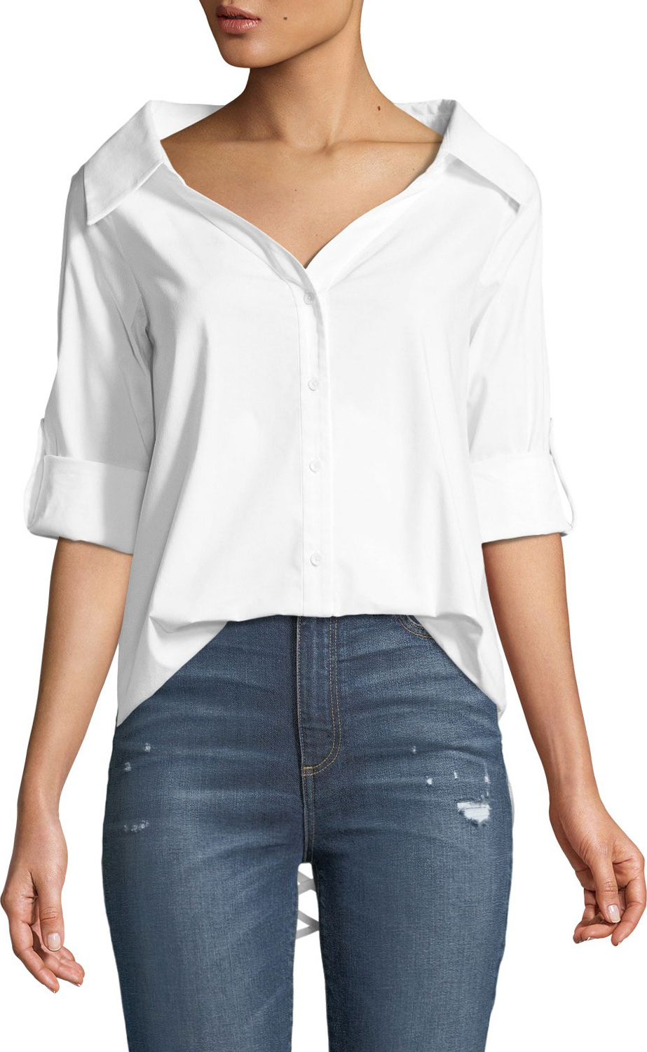 Alice + Olivia Finn Cross-Back Cutout Blouse