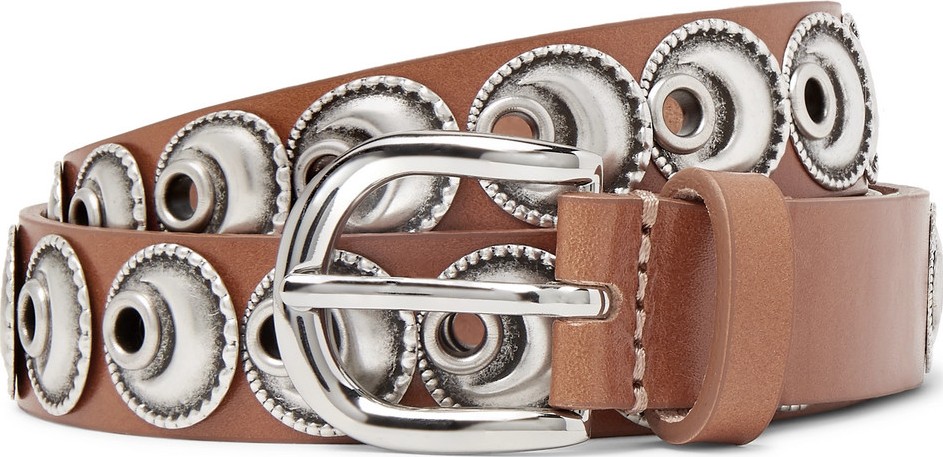 Isabel Marant Zaphi 2cm Tan Embellished Leather Belt