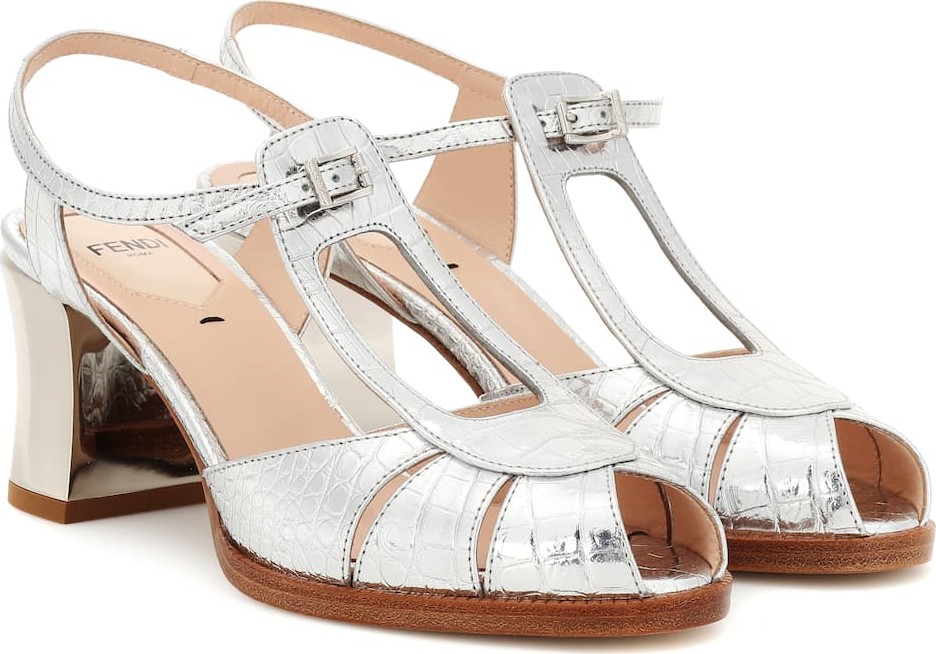 Fendi Embossed leather sandals