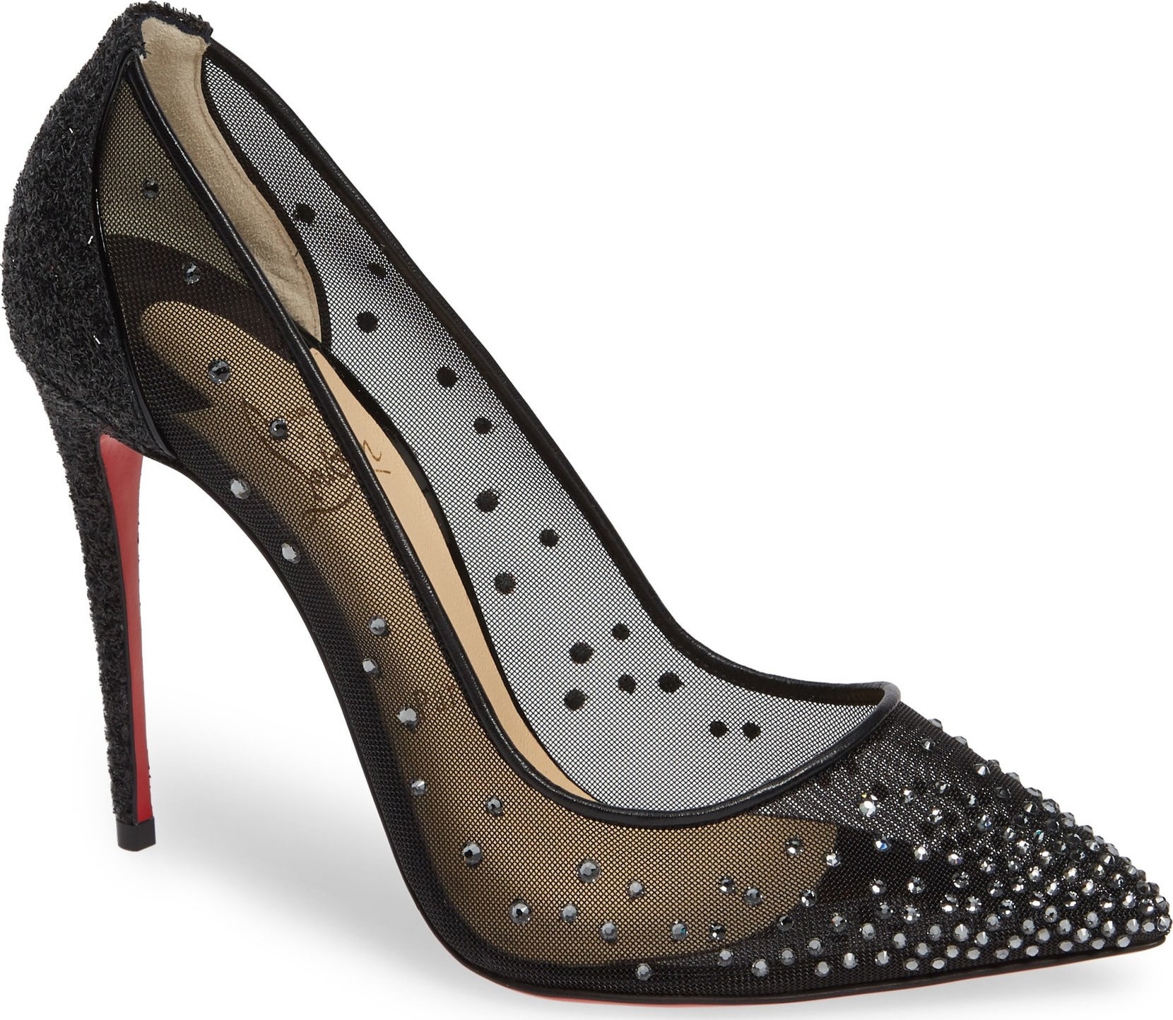 Christian Louboutin Follies Strass Embellished Mesh Pump