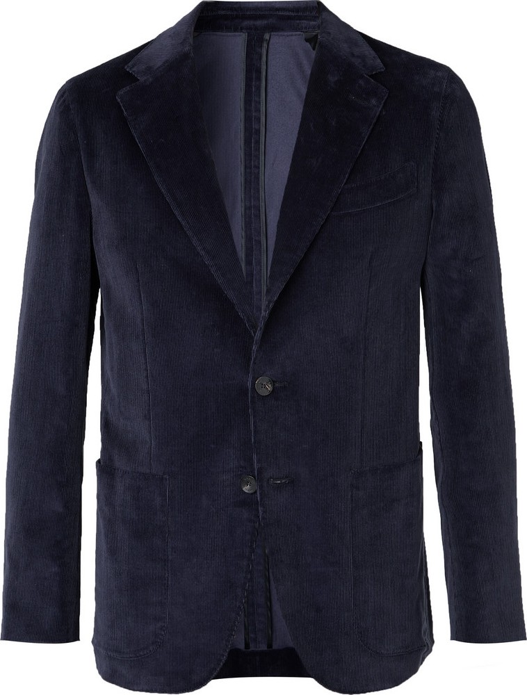 Caruso Indigo Unstructured Cotton-Blend Corduroy Suit Jacket