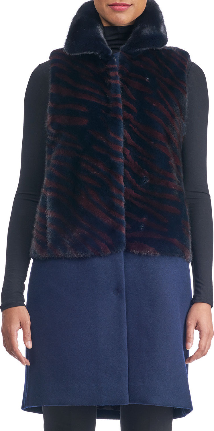 Gorski Mink Intarsia Vest with Wool Bottom