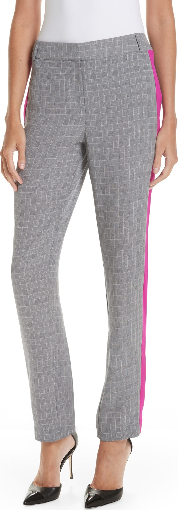 GREY Jason Wu Side Stripe Check Silk Pants