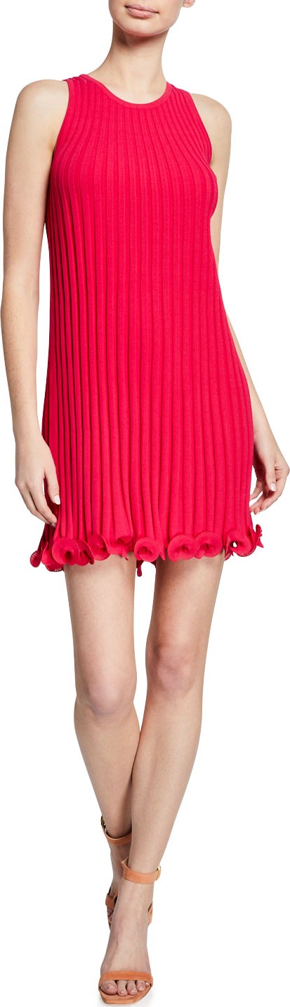 MILLY Wired Edge Crewneck Sleeveless Swing Dress