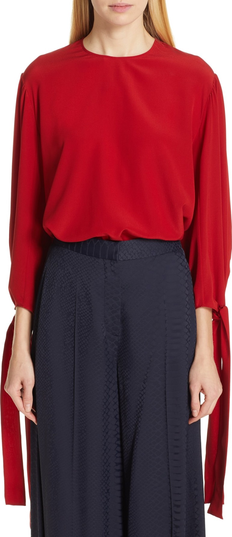 Stella McCartney Tie Sleeve Silk Crepe Top