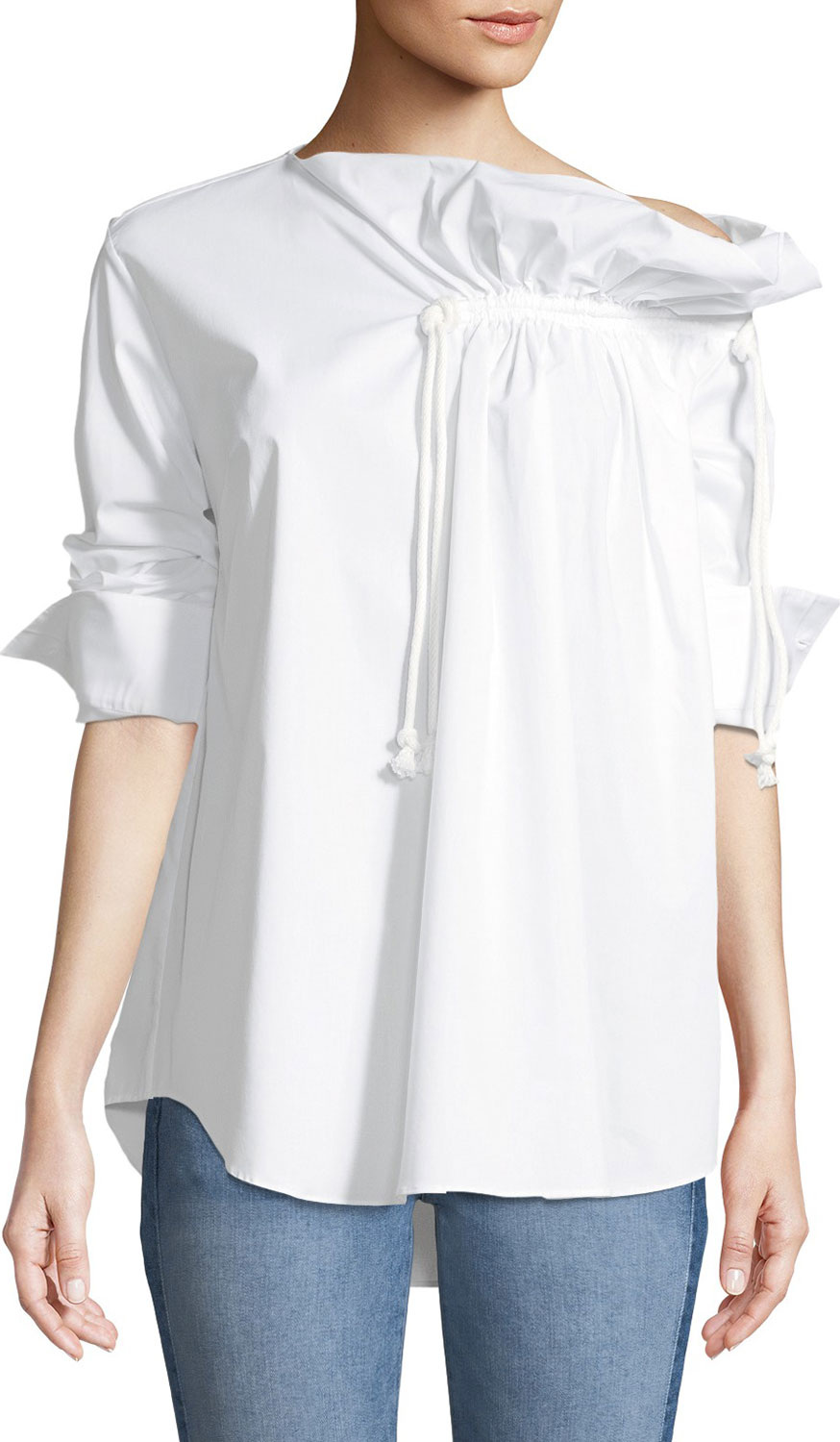 palmer//harding Gallery Ruched Long-Sleeve Poplin Shirt