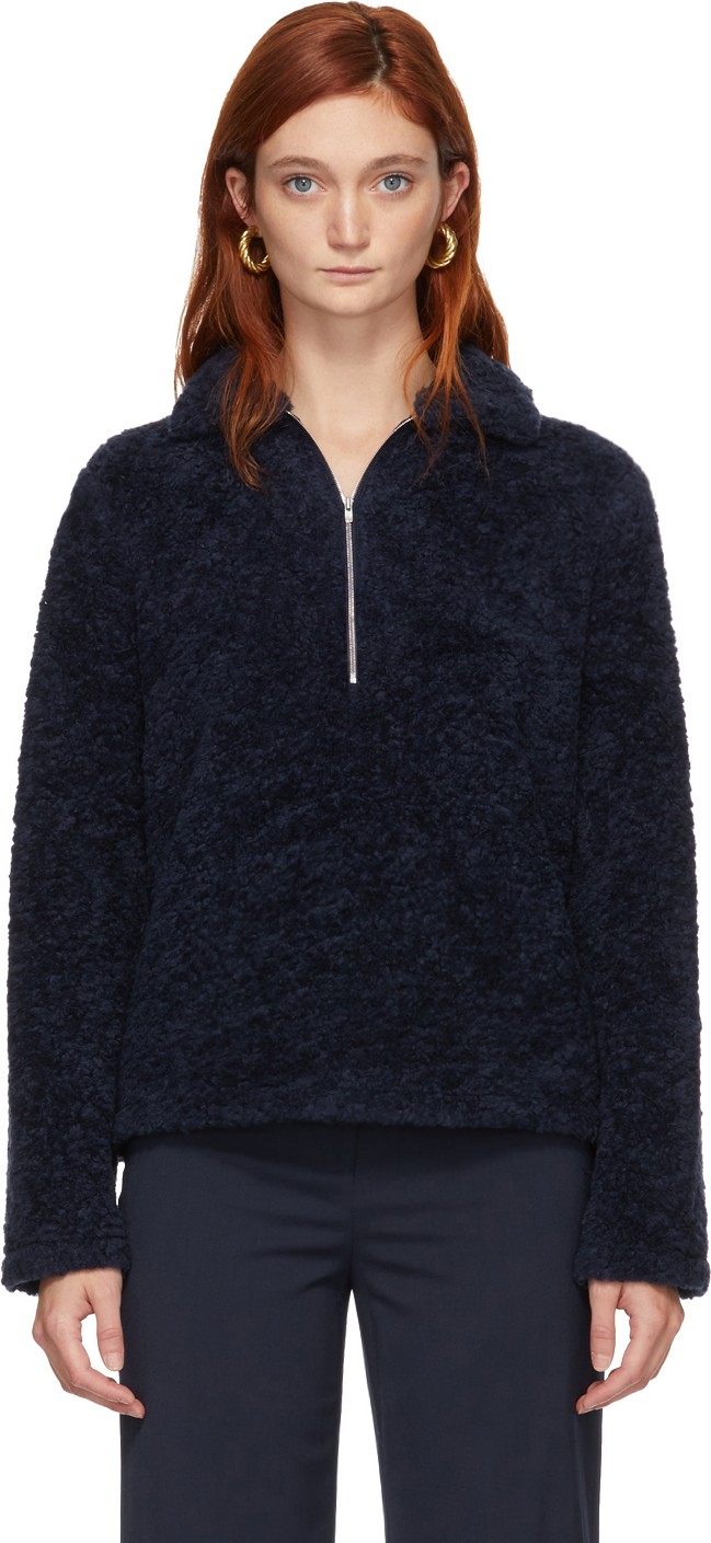 Maryam Nassir Zadeh Navy Wool Canoe Pullover