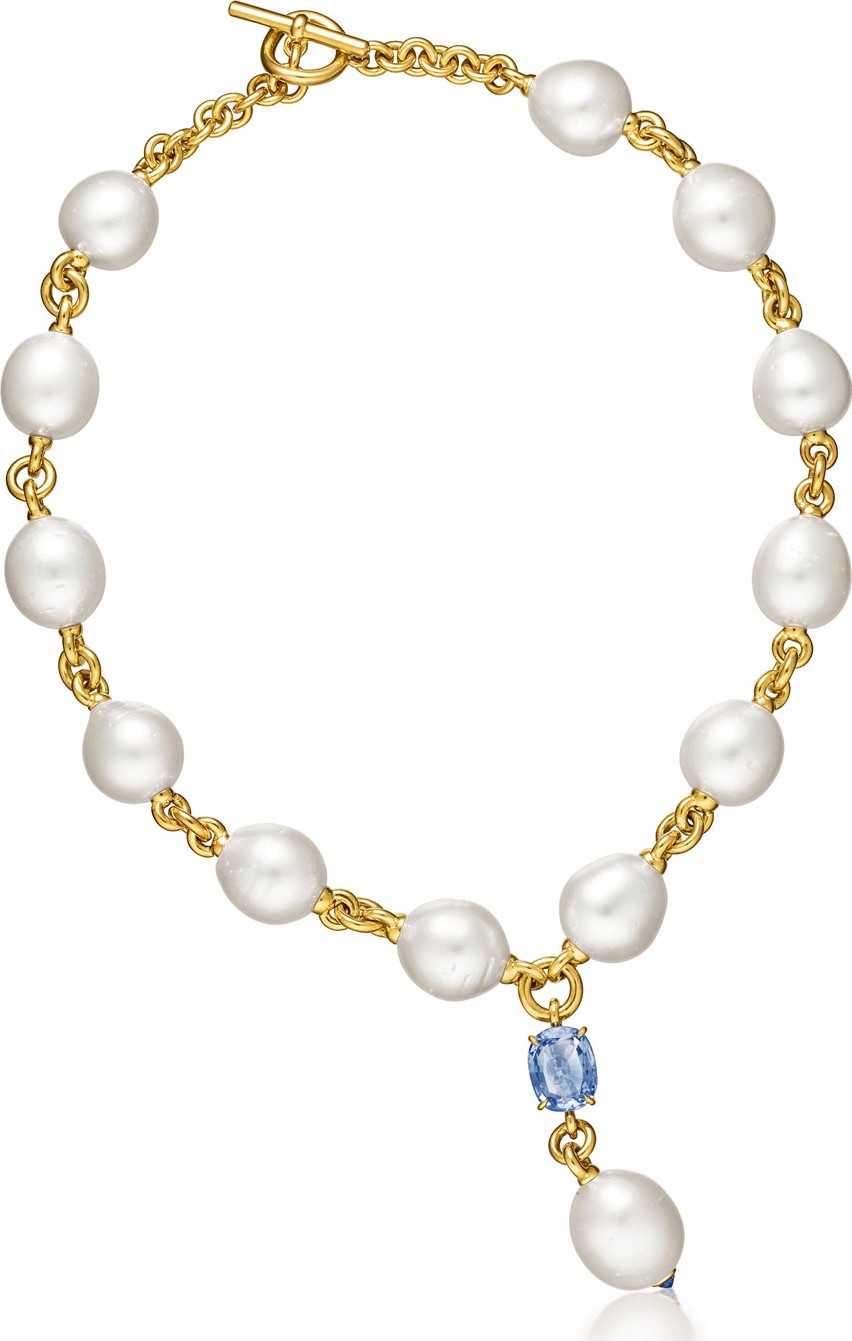 Verdura South Sea Pearl & Sapphire Y Necklace