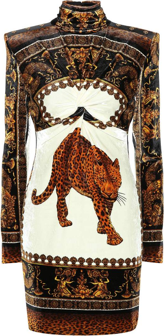 Versace Printed velvet minidress