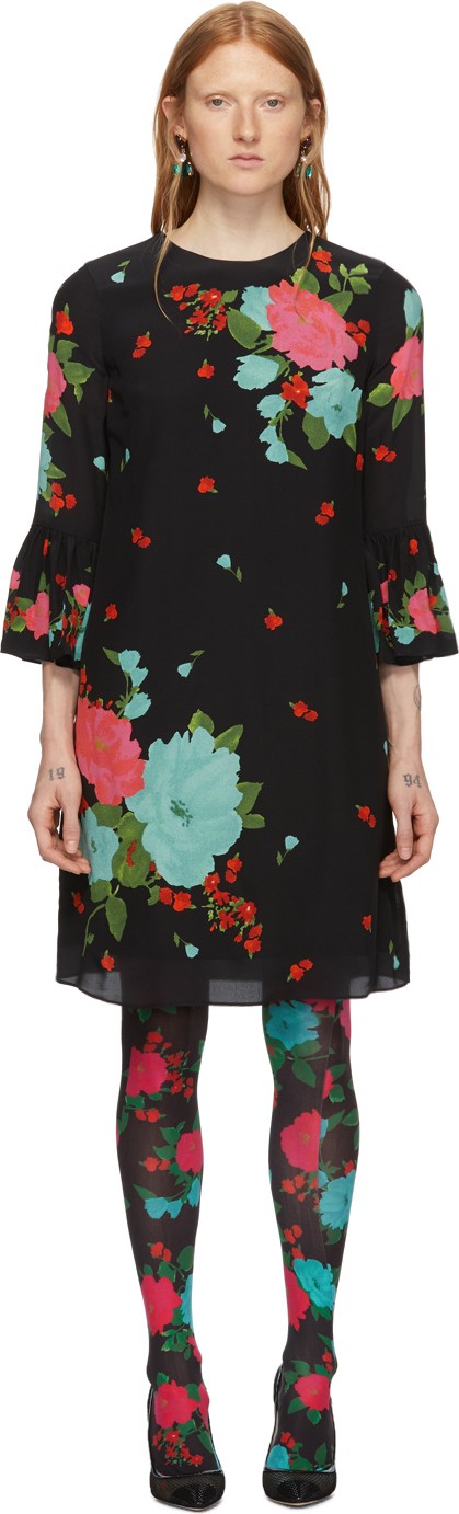 Erdem Black & Pink Elijah Dress